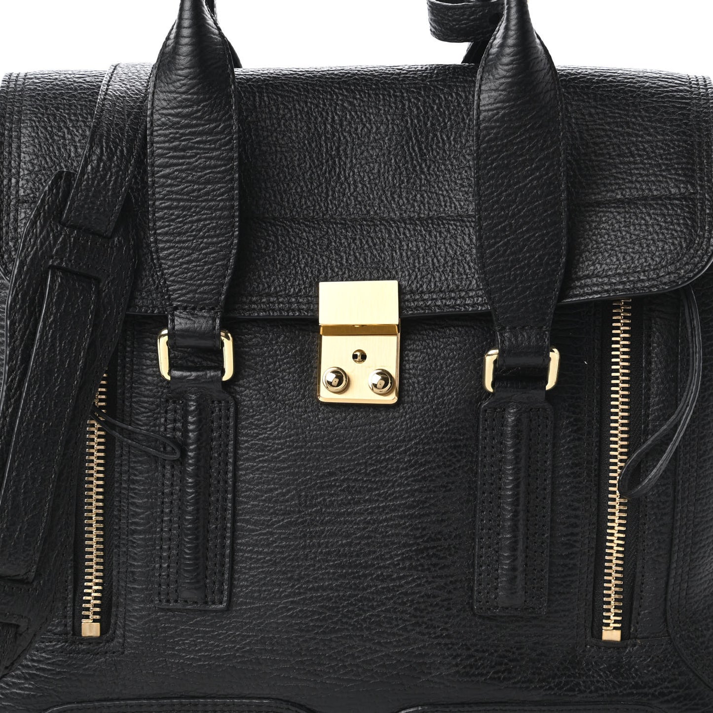 Textured Calfskin Medium Pashli Satchel Black