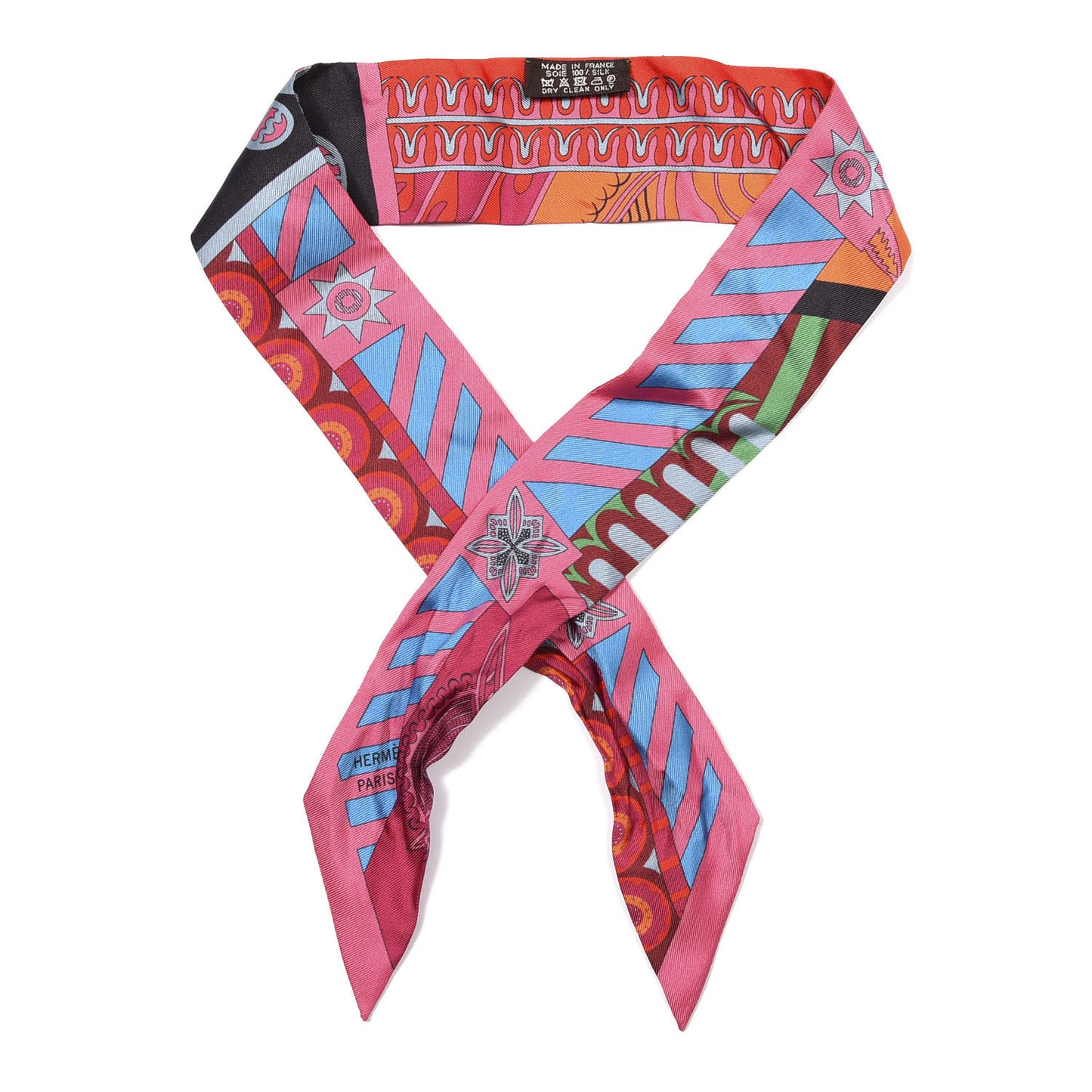 Silk Geometrie Cretoise Twilly Rose Vif Noir Fuchsia