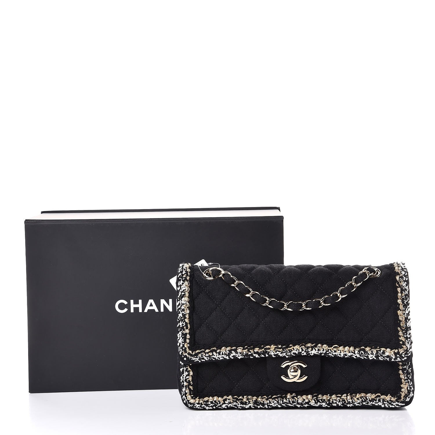 Chanel Denim Braided Medium Flap Bag Black 9 of 9