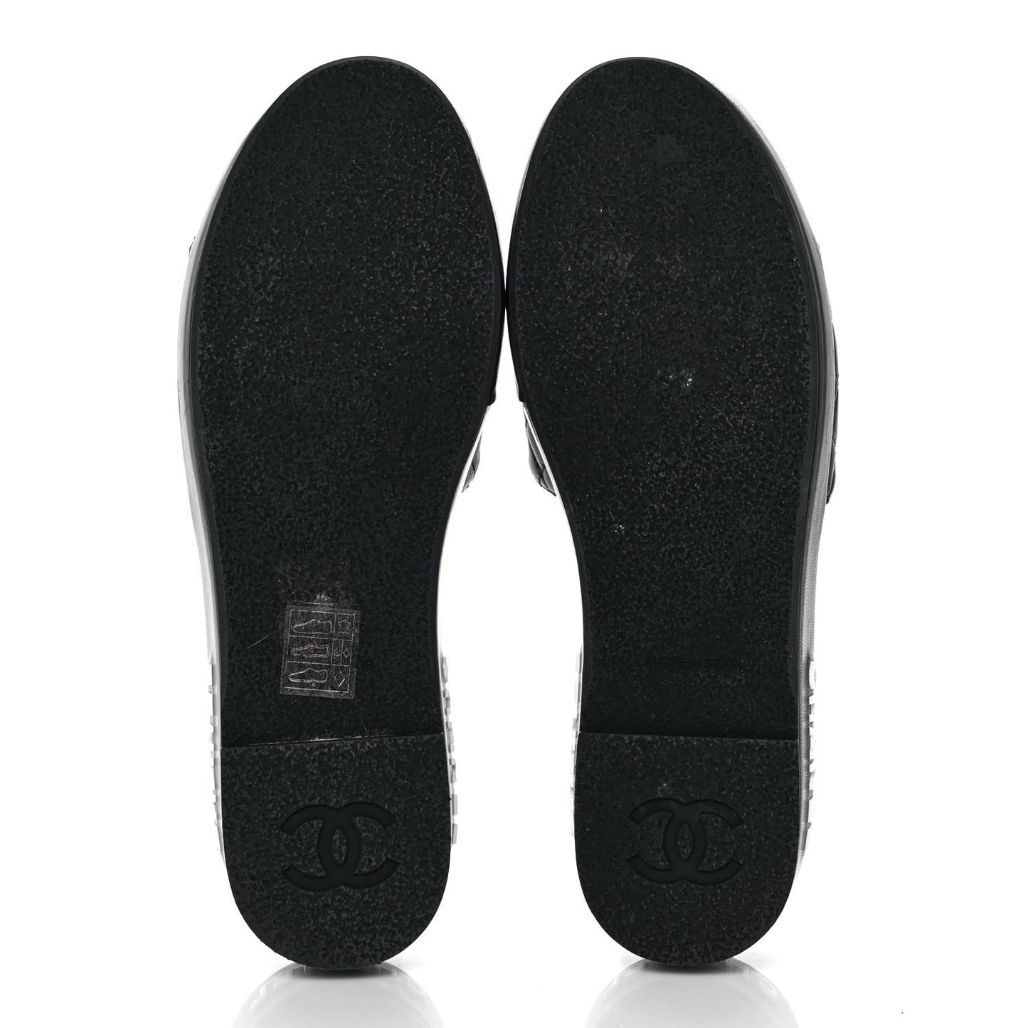 Lambskin Quilted CC Espadrille Slip On Sandals 39 Black