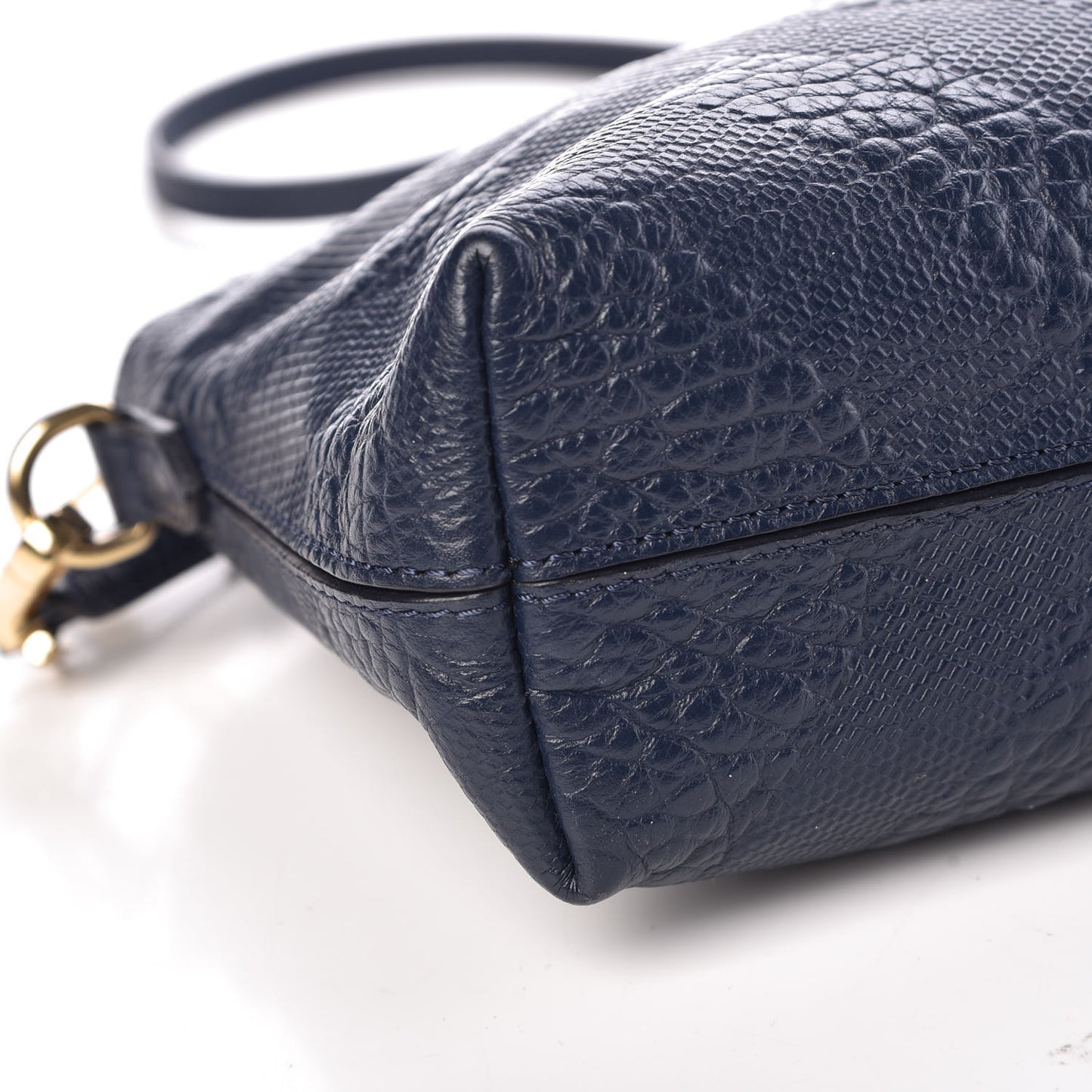 Signature Grain Calfskin Check Embossed Small Chichester Crossbody Clutch Bag Carbon Blue