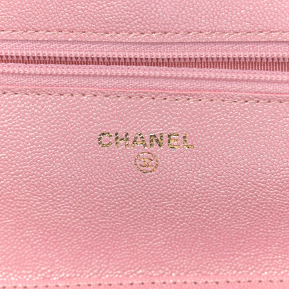 Chanel Iridescent Caviar Quilted Wallet on Chain WOC Rose Pink 6 of 9