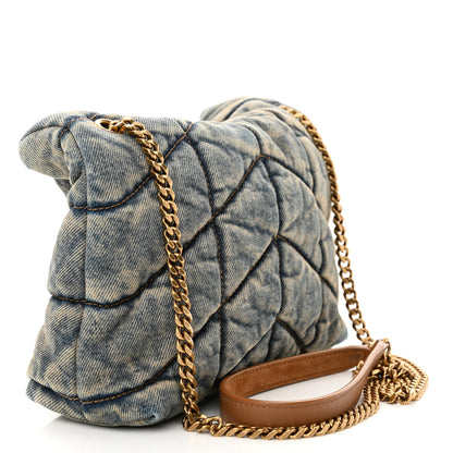 Saint Laurent SAINT LAURENT Denim Quilted Toy Loulou Puffer Monogram Chain Satchel Blue Cinnamon 3 of 14