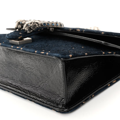 Gucci Velvet Skipper Crystal GG Monogram Small Dionysus Shoulder Bag Blue Beige Black 9 of 9