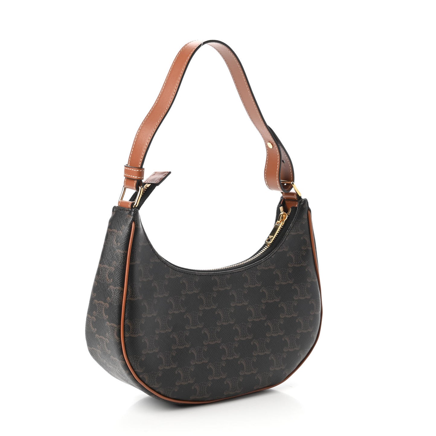 Triomphe Canvas Calfskin Ava Shoulder Bag Tan
