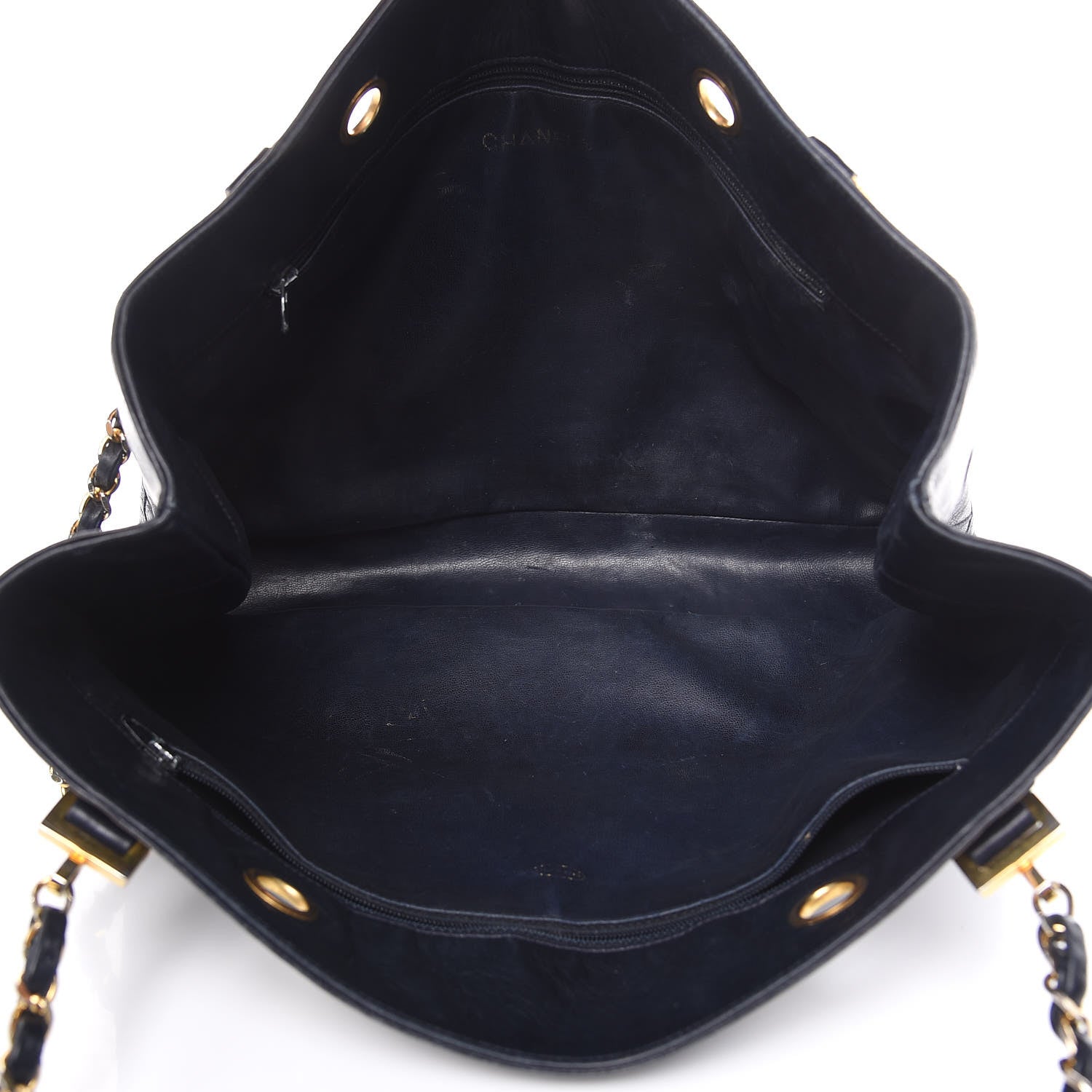 Chanel Lambskin Stitched Shopper Tote Navy 5 of 19
