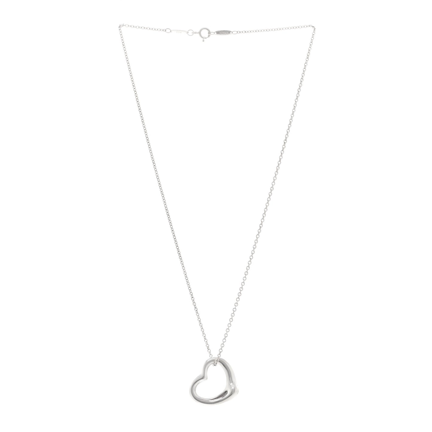 Sterling Silver 22mm Elsa Peretti Open Heart Pendant Necklace