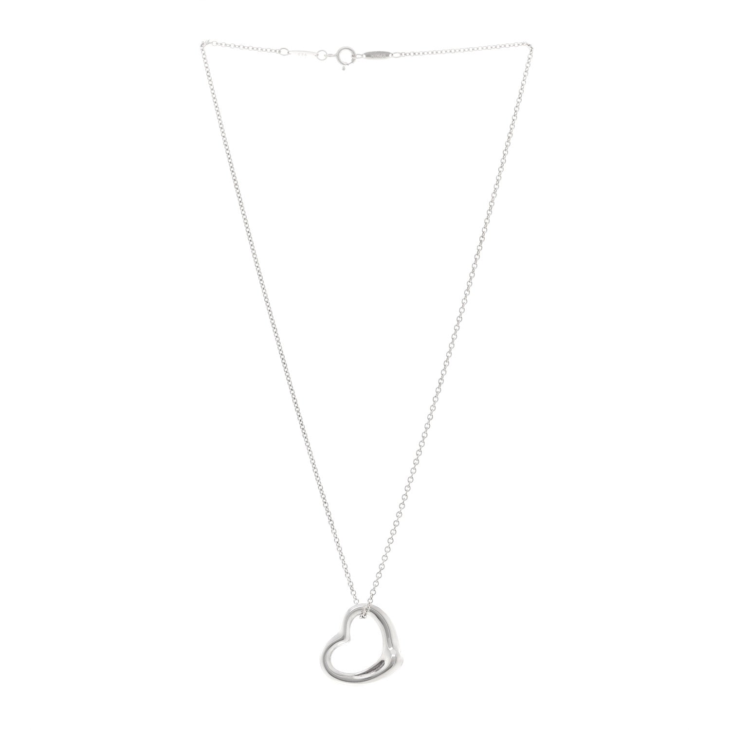 Tiffany Sterling Silver 22mm Elsa Peretti Open Heart Pendant Necklace 3 of 5