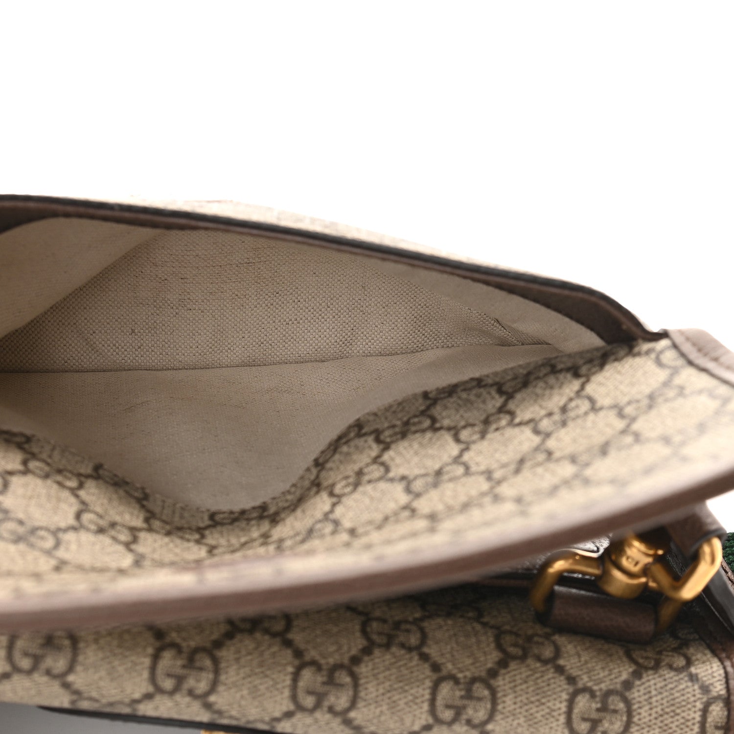 Gucci GG Supreme Monogram Web Small Neo Vintage Double Flap Messenger Bag Beige New Acero 7 of 12