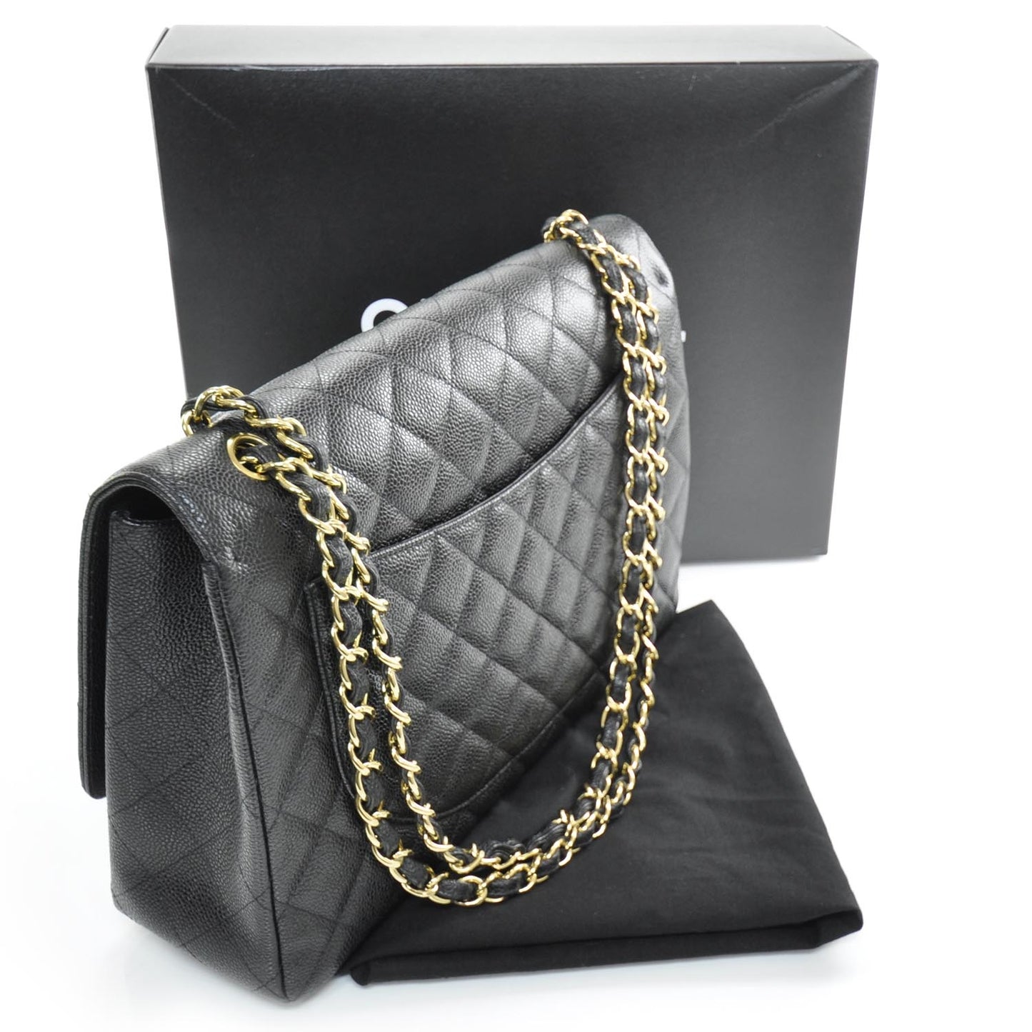 Caviar Maxi Single Flap Black GHW