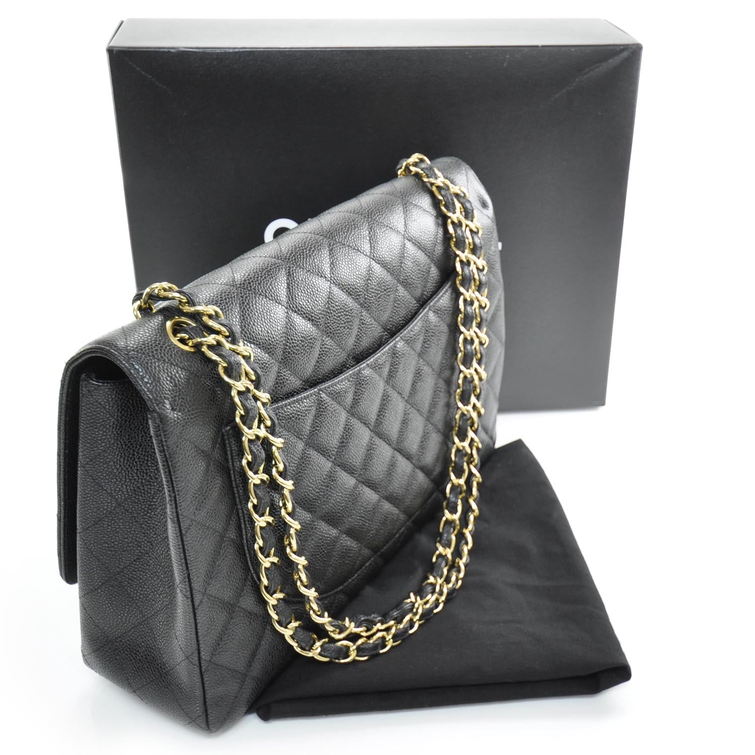 Chanel Caviar Maxi Single Flap Black GHW 3 of 9
