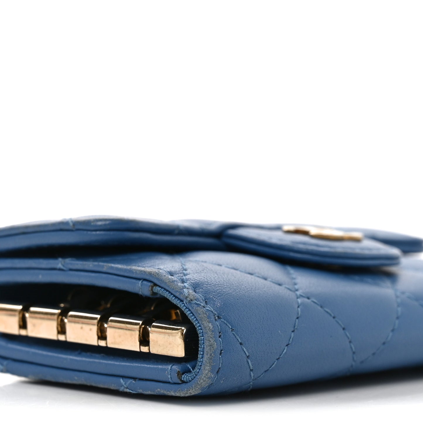 Lambskin Quilted 4 Key Holder Blue