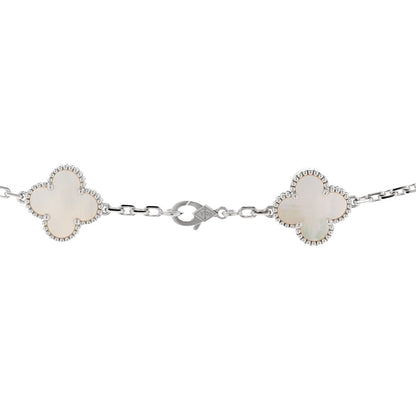 Van Cleef & Arpels 18K White Gold Mother of Pearl 10 Motifs Vintage Alhambra Necklace 4 of 6