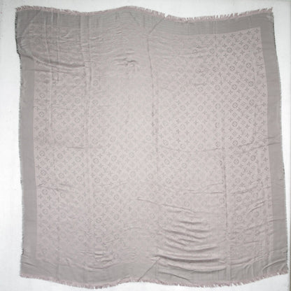 Louis Vuitton Silk Lurex Wool Monogram Shine Shawl Pearl Grey 3 of 5