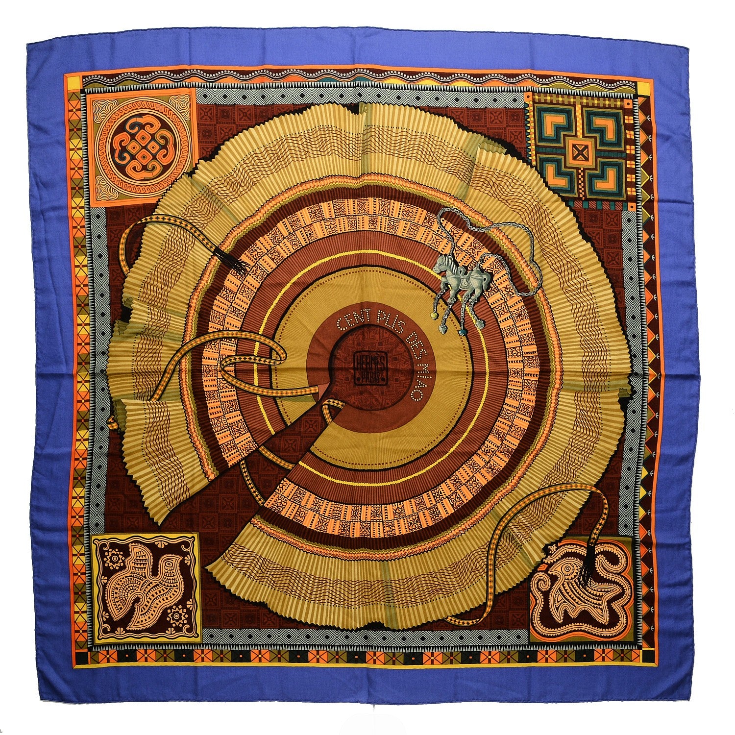 Hermes Cashmere Silk Cent Plis Des Miao Shawl 140 1 of 5