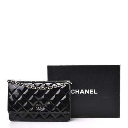 Chanel Patent Quilted Wallet On Chain WOC Black 10 of 10