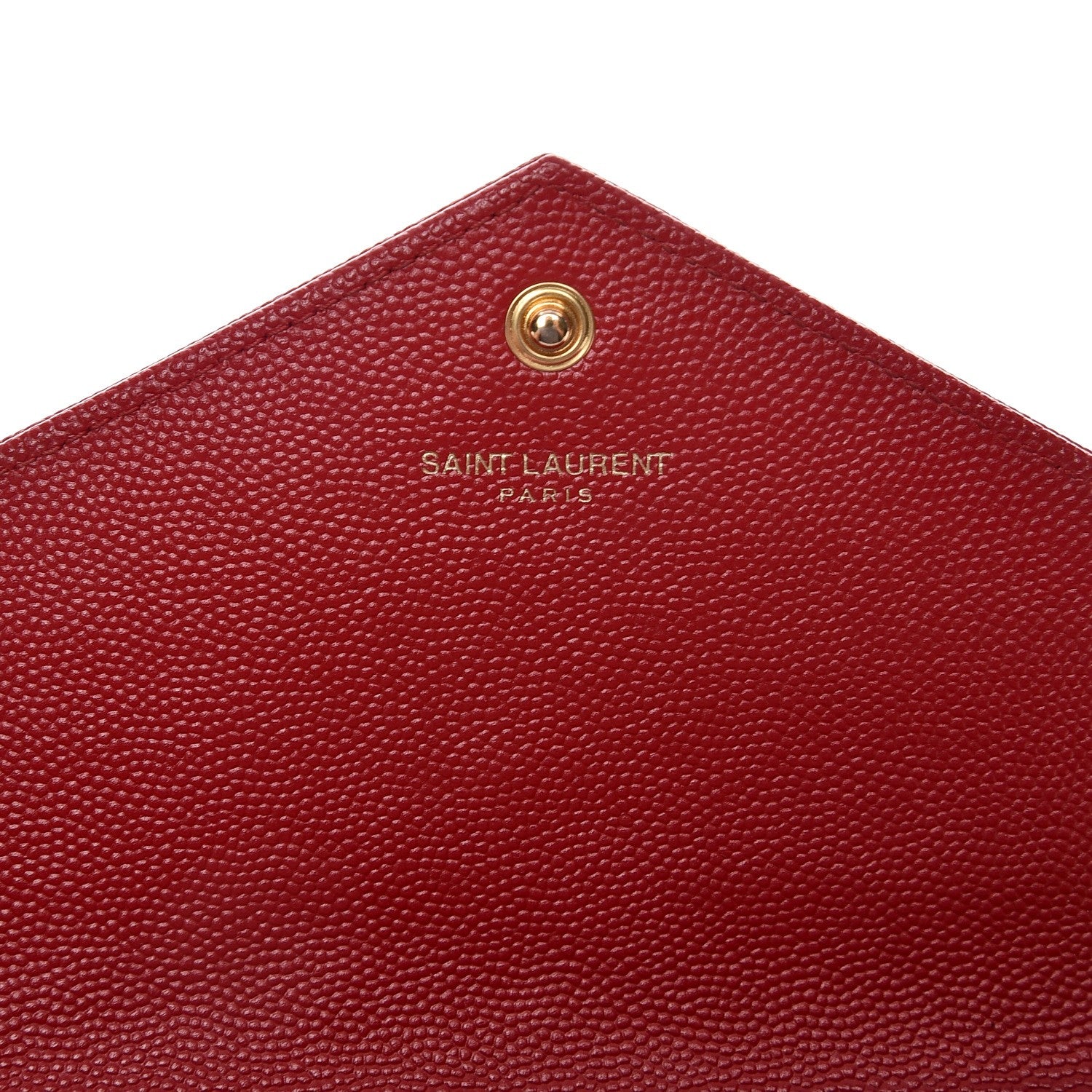 Saint Laurent Grain De Poudre Matelasse Chevron Monogram Envelope Chain Wallet New Red 6 of 13