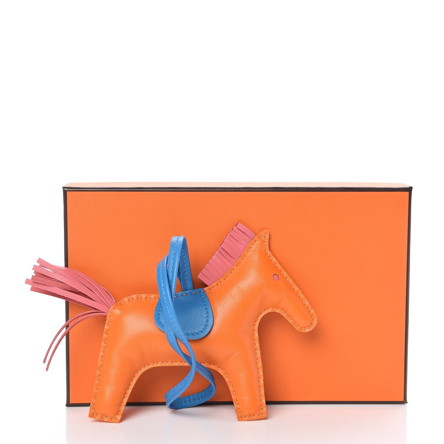 Hermes Milo Lambskin Grigri Rodeo Horse Bag Charm MM Orange Bleu Zanzibar Rose Azalee 5 of 5