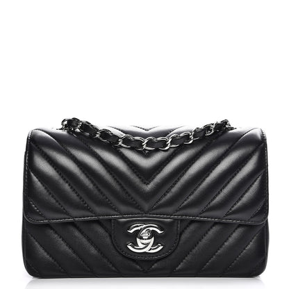 Chanel Lambskin Chevron Quilted Mini Rectangular Flap Black 1 of 8