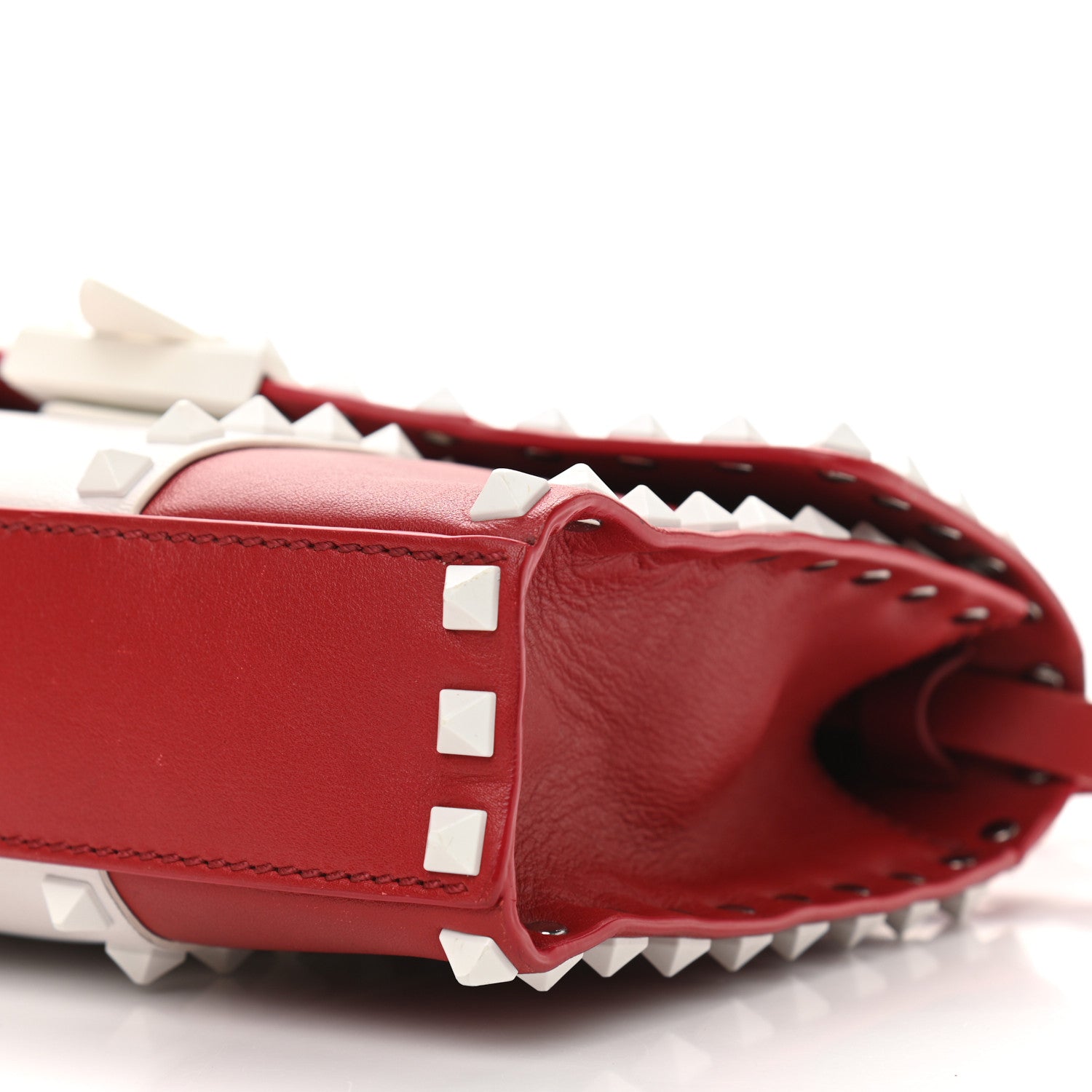 Valentino Garavani Vitello Colorblock Medium Free Rockstud Flip Lock Crossbody Bag Rosso Valentino Optic White 6 of 12