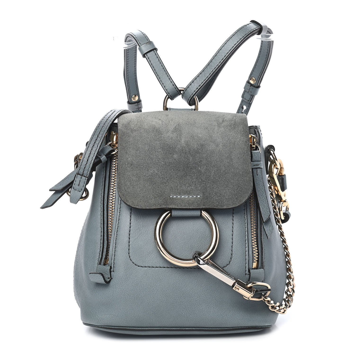 Chloe Suede Calfskin Mini Faye Backpack Washed Blue 1 of 9