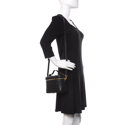 Christian Dior Lambskin Cannage Small Diortravel Vanity Case Black 2 of 8