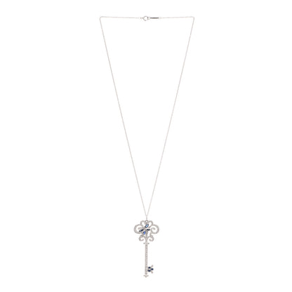 Tiffany Platinum Diamond Blue Sapphire Enchant Dragonfly Key Pendant Necklace 3 of 6