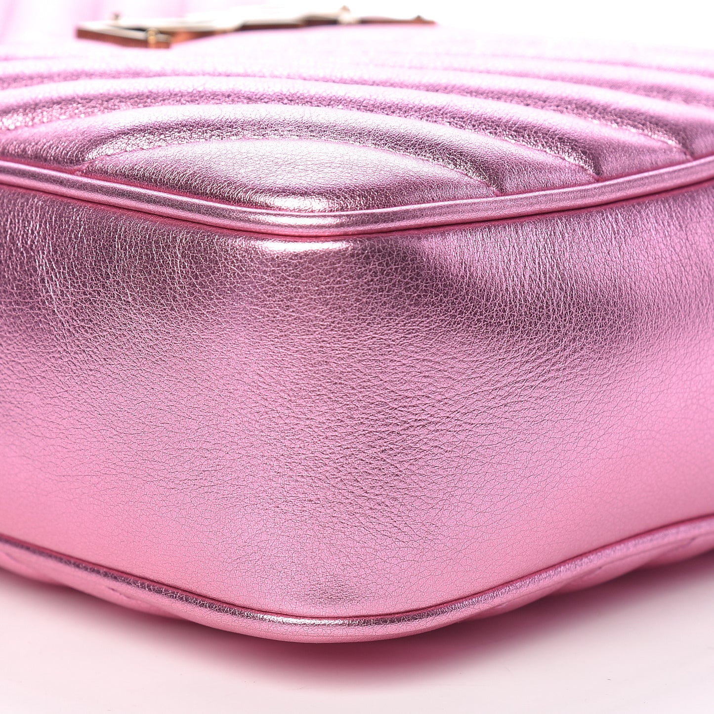 Metallic Calfskin Matelasse Monogram Lou Camera Bag Vegas Pink