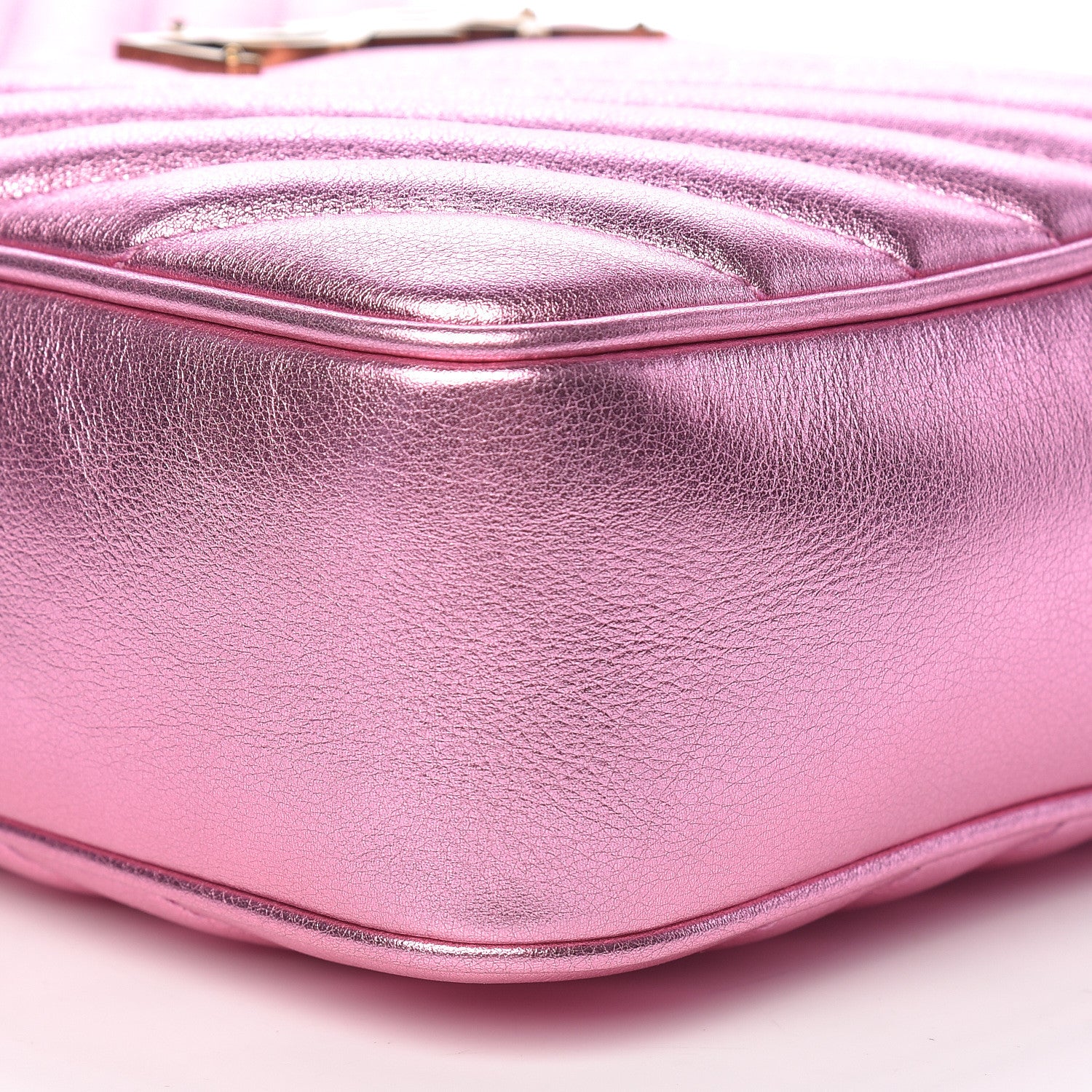 Saint Laurent Metallic Calfskin Matelasse Monogram Lou Camera Bag Vegas Pink 9 of 10