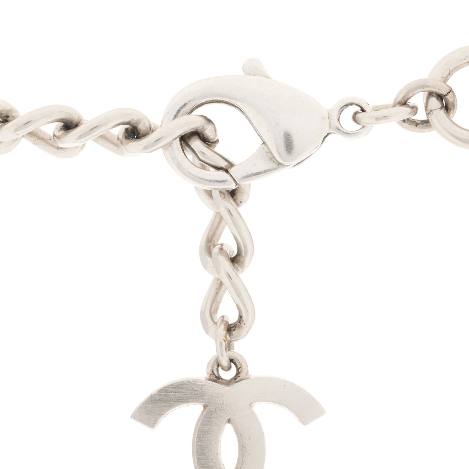 Chanel Enamel Pearl Charm Short Necklace Silver 5 of 6