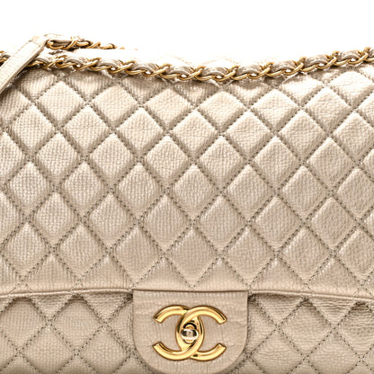 Chanel Metallic Calfskin Quilted Small XXL Travel Flap Bag Gold 8 of 10