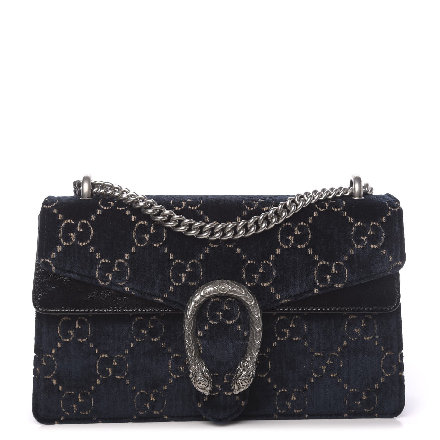 Velvet Skipper GG Monogram Small Dionysus Shoulder Bag Blue Beige Black