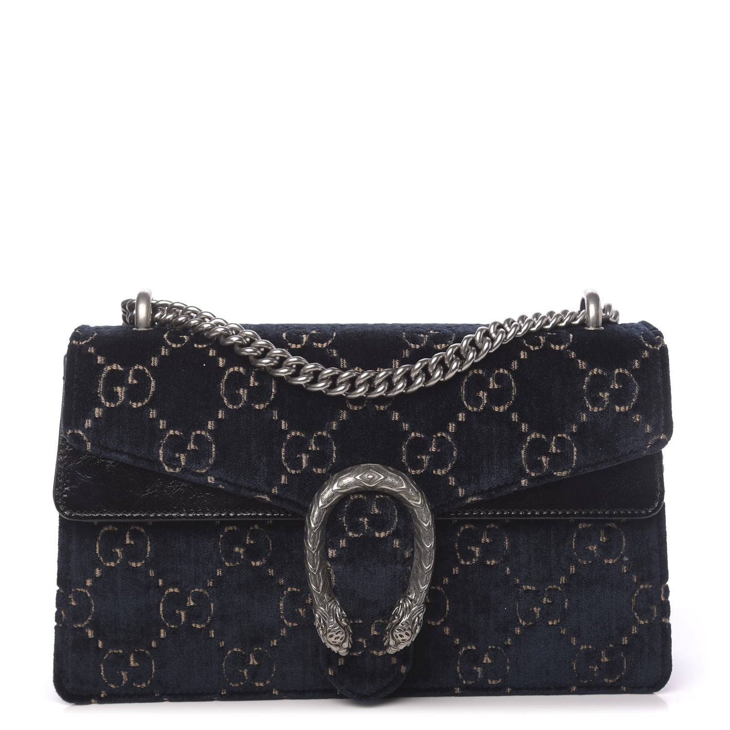 Gucci Velvet Skipper GG Monogram Small Dionysus Shoulder Bag Blue Beige Black 1 of 11
