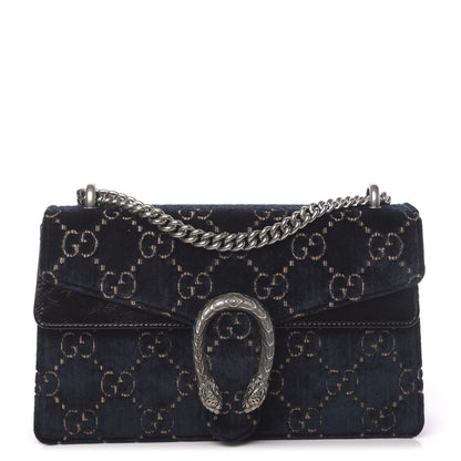 Gucci Velvet Skipper GG Monogram Small Dionysus Shoulder Bag Blue Beige Black 1 of 11