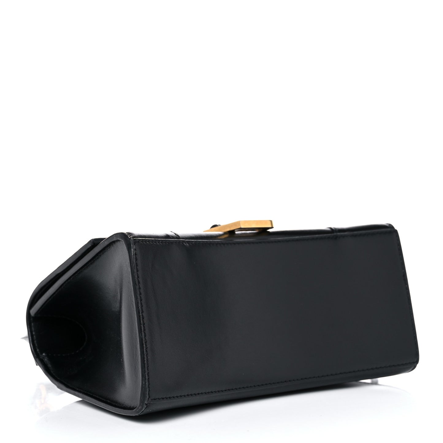 Shiny Box Calfskin Small Hourglass Top Handle Bag Black