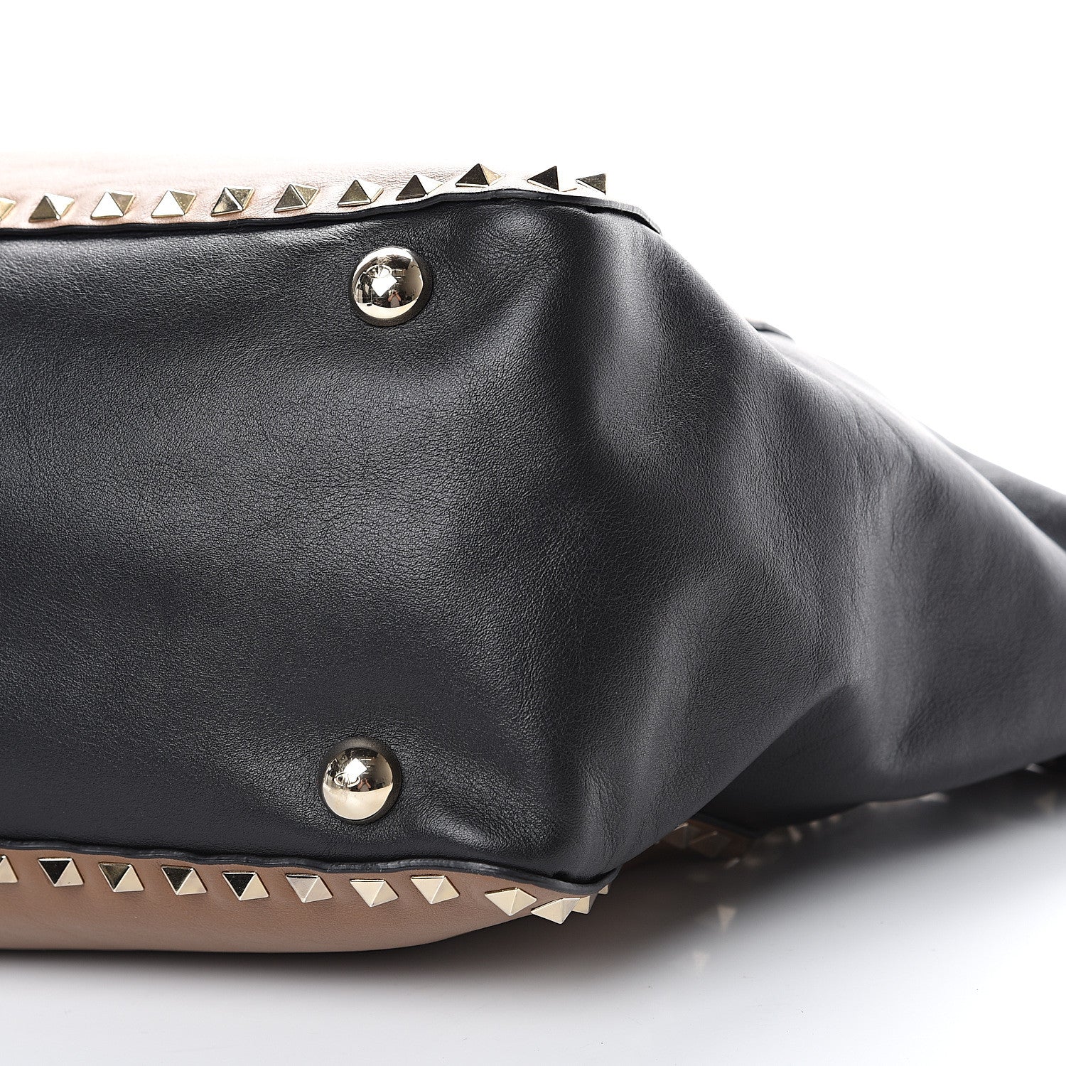 Valentino Garavani Vitello Medium Rockstud Tote Brown Black 9 of 11