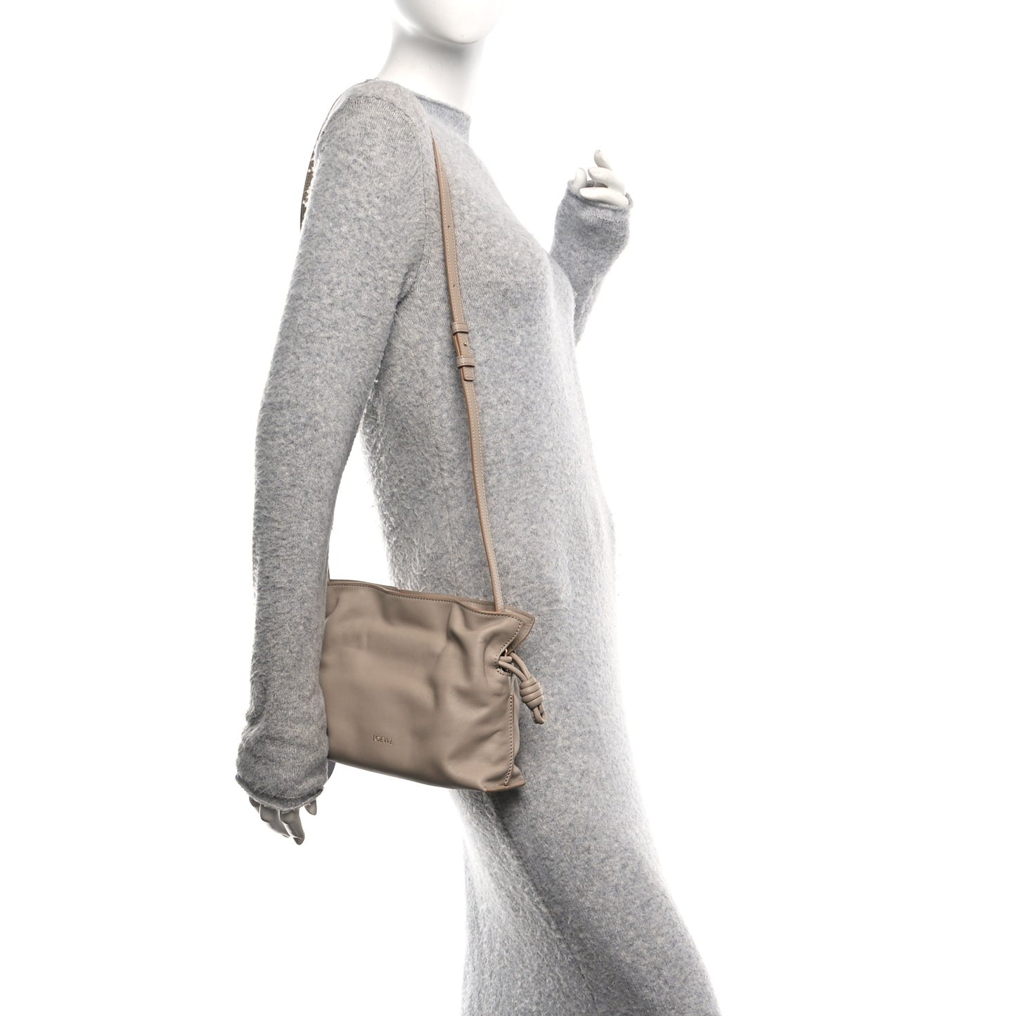 Calfskin Mini Flamenco Knot Clutch Sand