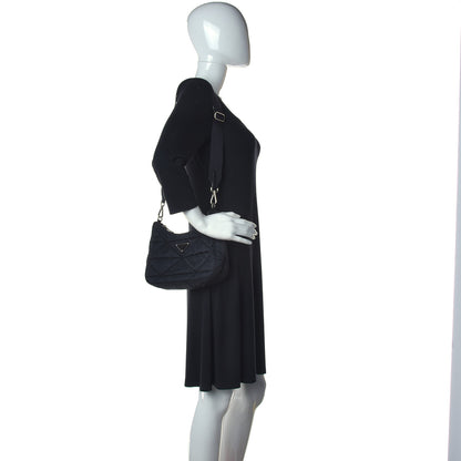 Prada Re-Nylon Triangle Padded Patchwork Shoulder Bag Black 2 of 12