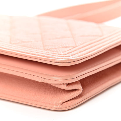 Chanel Caviar Quilted Boy Wallet On Chain WOC Light Pink 10 of 13