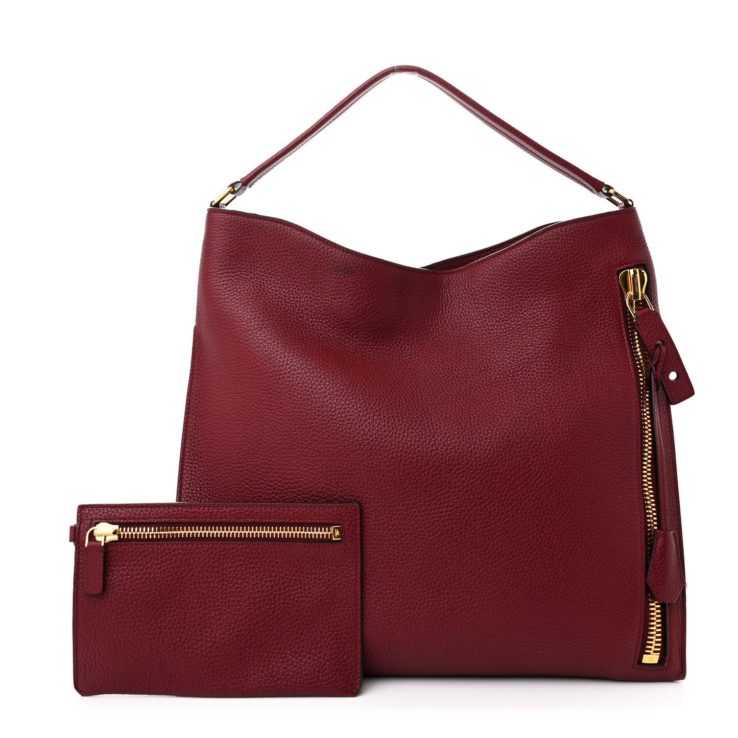 Pebbled Calfskin Large Alix Padlock Zip Hobo Bag Cranberry