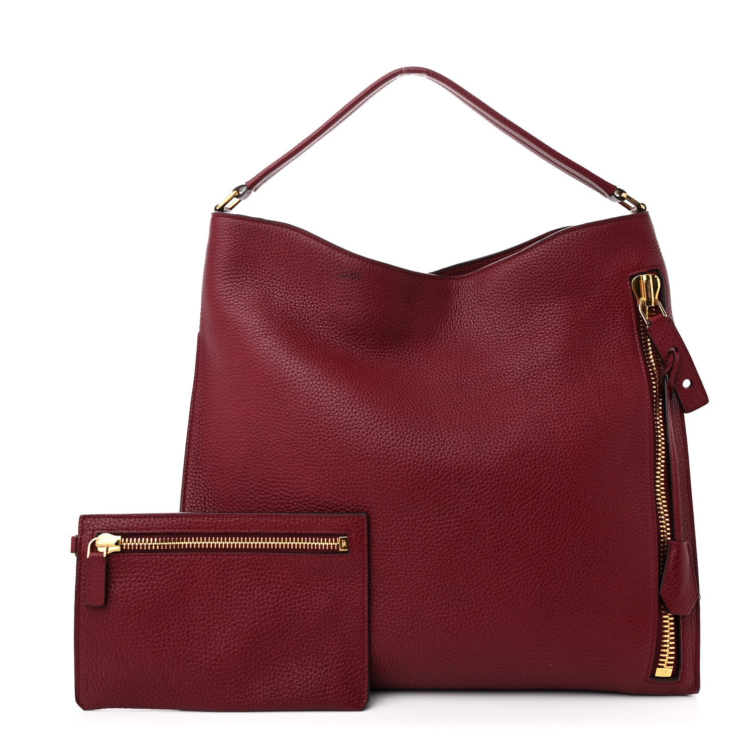 Tom Ford Pebbled Calfskin Large Alix Padlock Zip Hobo Bag Cranberry 3 of 12