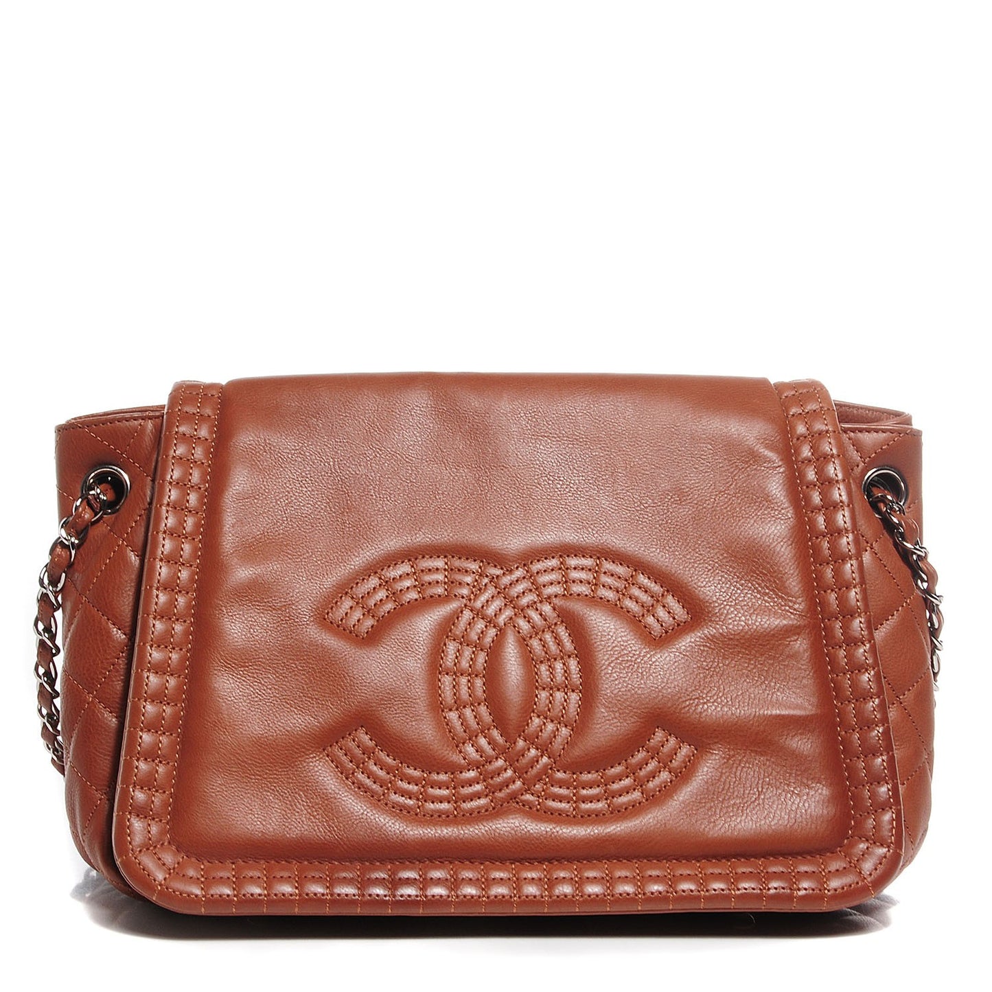 Calfskin Coco Bengal Accordion Flap Camel