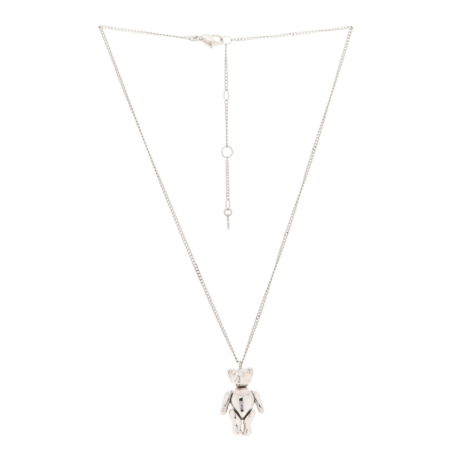 Christian Dior Teddy Bear Necklace Silver 3 of 7