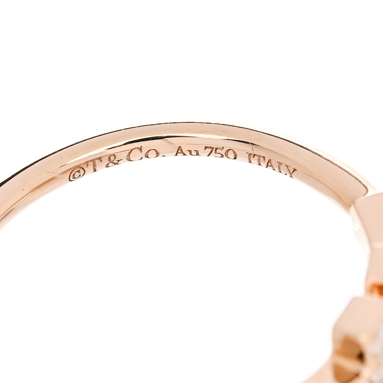 Tiffany 18K Rose Gold Diamond T Wire Ring 53 6.25 4 of 5