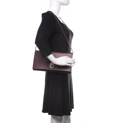 Celine Calfskin Oval Clutch on Strap Burgundy 2 of 9