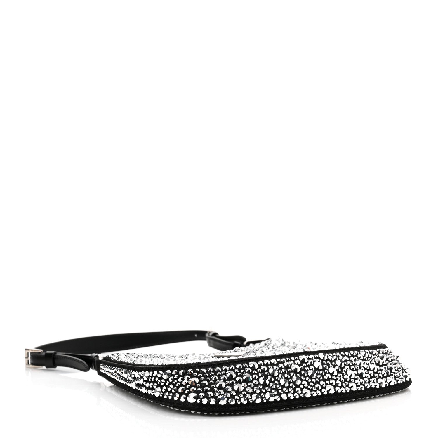 Prada Satin Crystal Cleo Adjustable Strap Shoulder Bag Metal 4 of 8