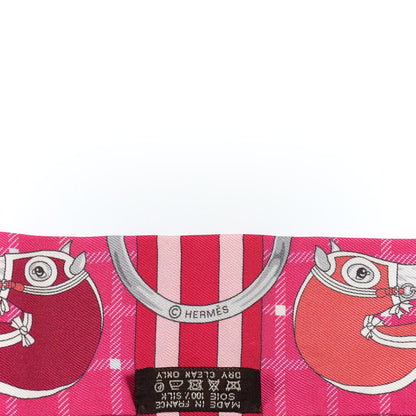 Hermes Silk Tatersale Twilly Fuchsia Rouge Vif Corail 6 of 7
