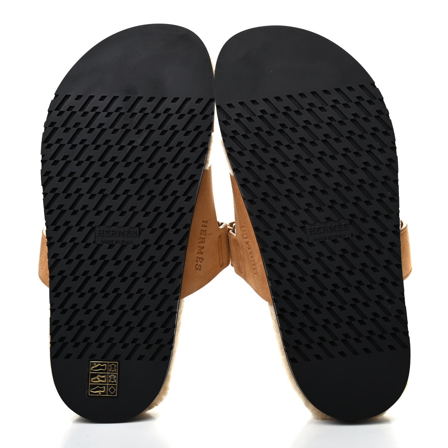 Hermes Suede Goatskin Woolskin Womens Chypre Sandals 38 Golden Beige 5 of 8