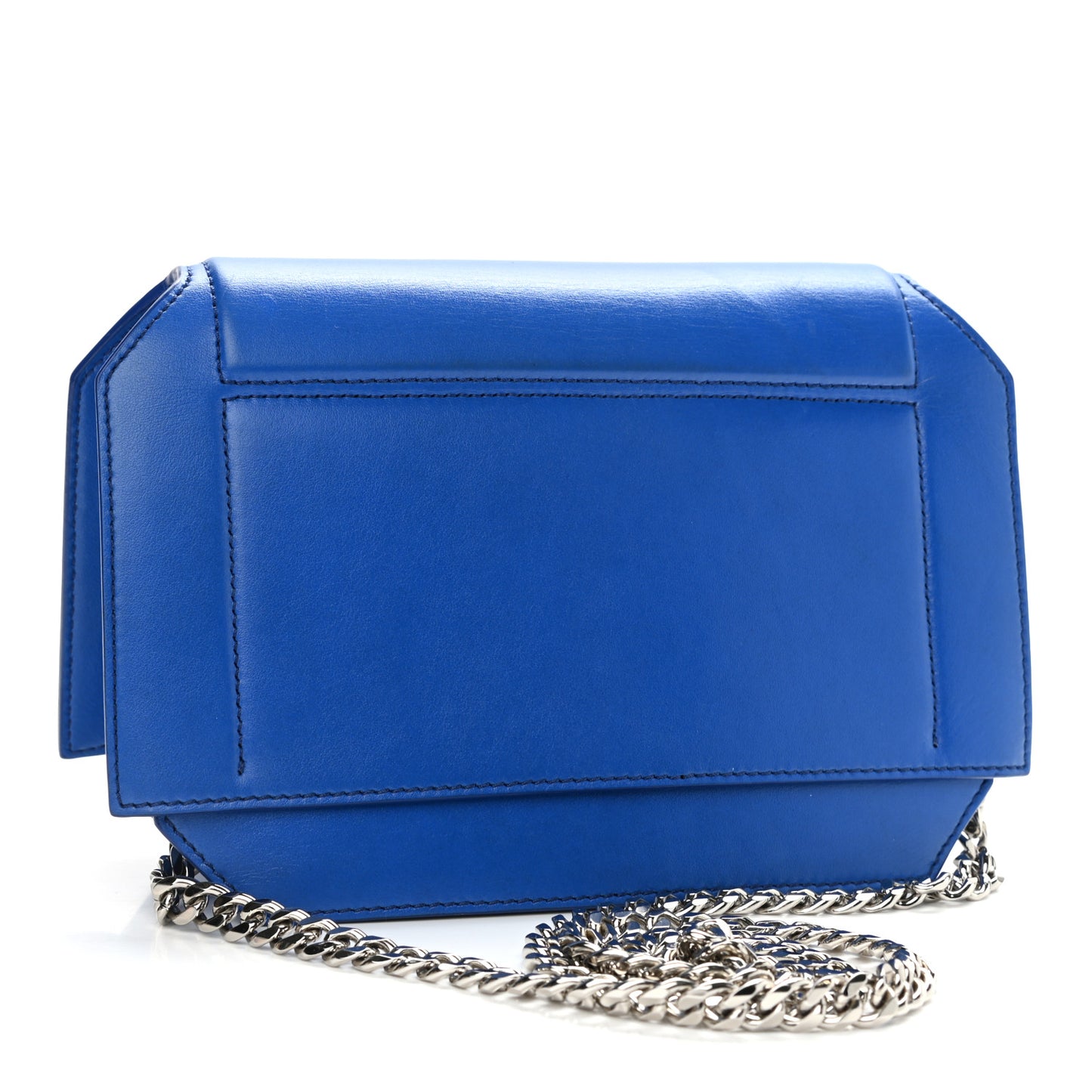Calfskin Bow Cut Chain Wallet Electric Blue