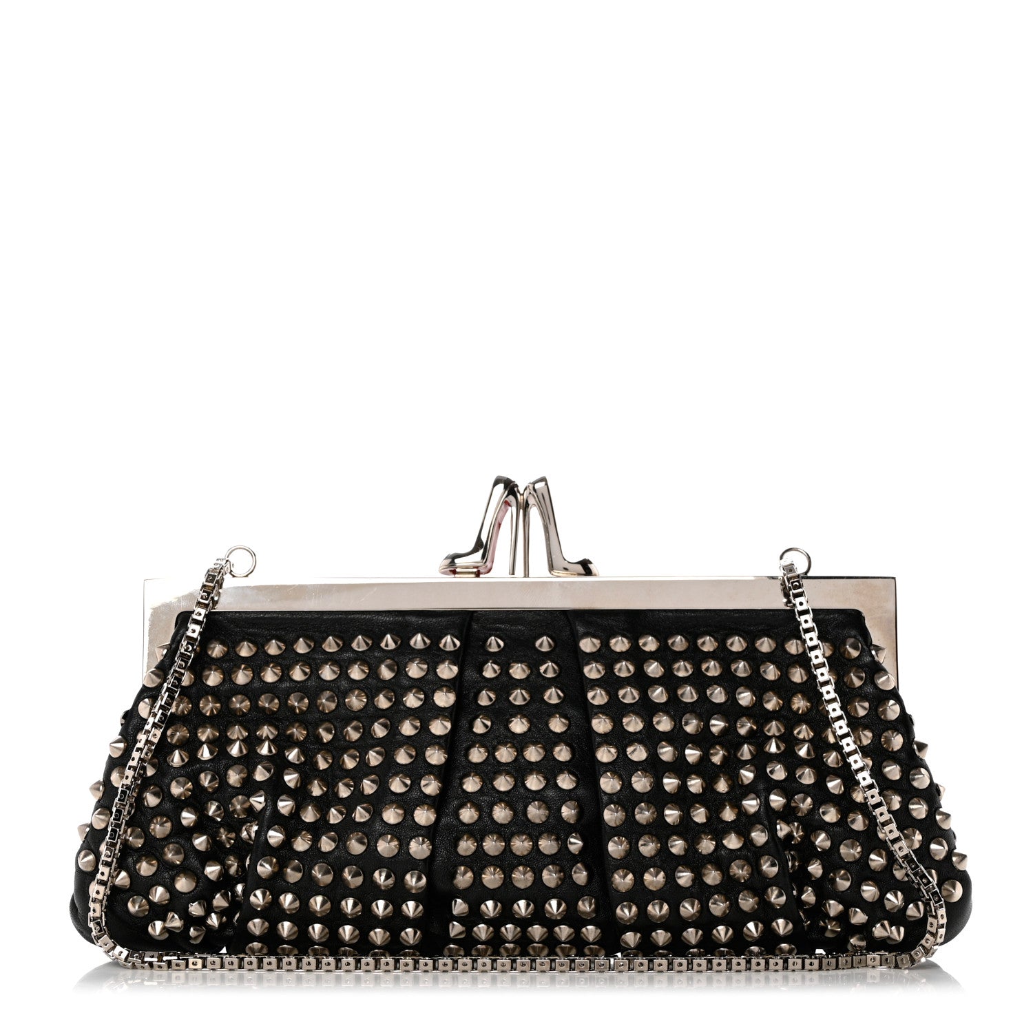 Christian Louboutin Calfskin Studded Clutch Black 1 of 8